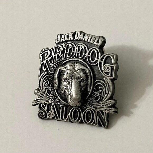 Vtg Bergamot Jack Daniels Red Dog Saloon Hat Lapel Pin - Picture 1 of 8
